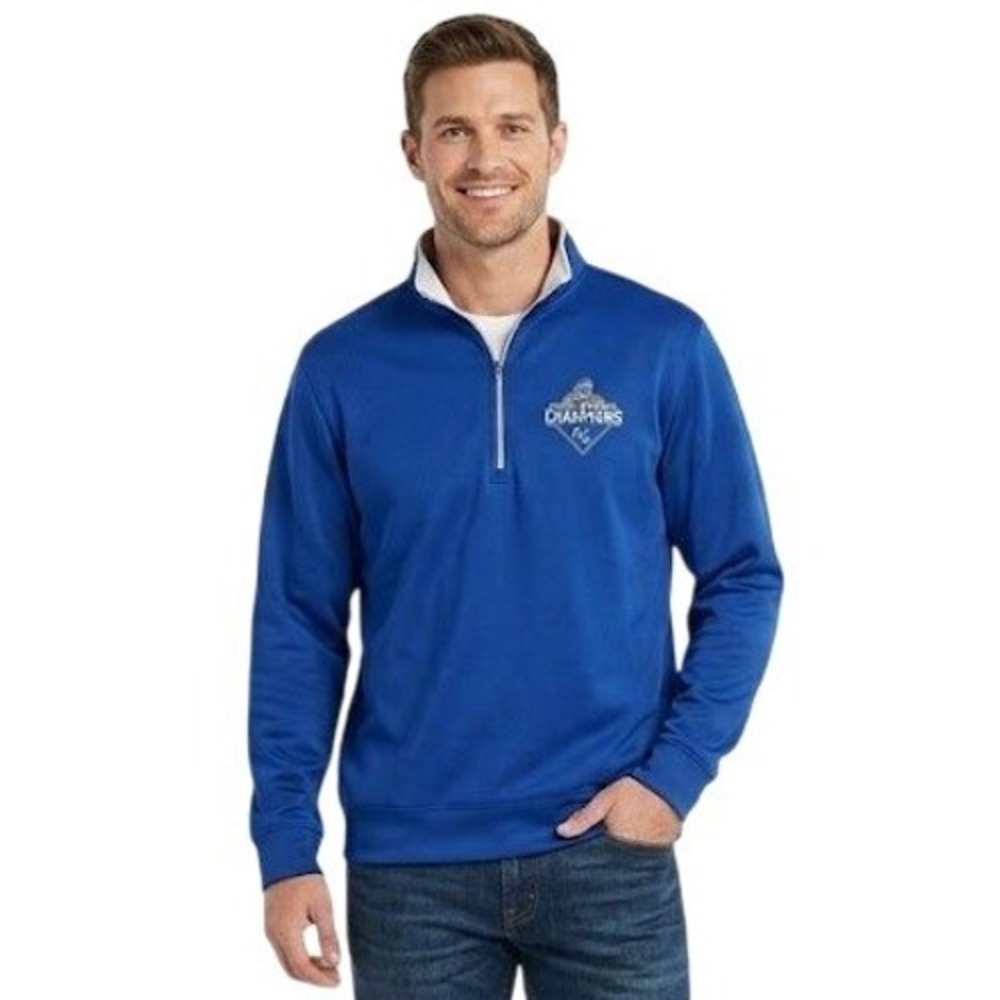 Antigua Pullover Mens Large Royal Blue 2015 World Series Champions Quarter-Zip L
